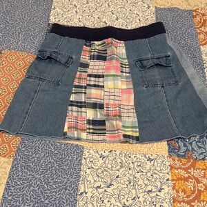 2 for $10 Vintage Boomerang A-Line Skirt with Denim and Plaid